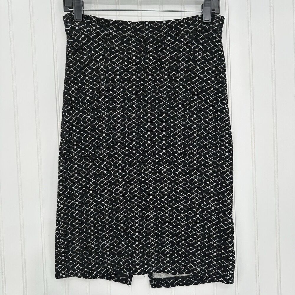 Pencil Skirt Anthropologie Maeve Womens Small Black Slit Tencel Diamond Academia